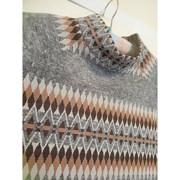 70s David Crystal Mock Turtleneck Sheath Dress Argyle Diamond Motif - Picture 2 of 13